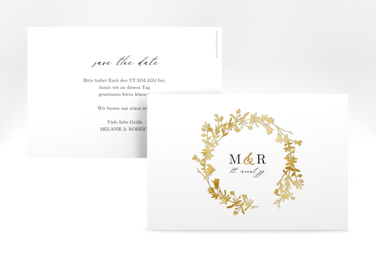 Save the Date-Karte Filigree A6 Karte quer gold