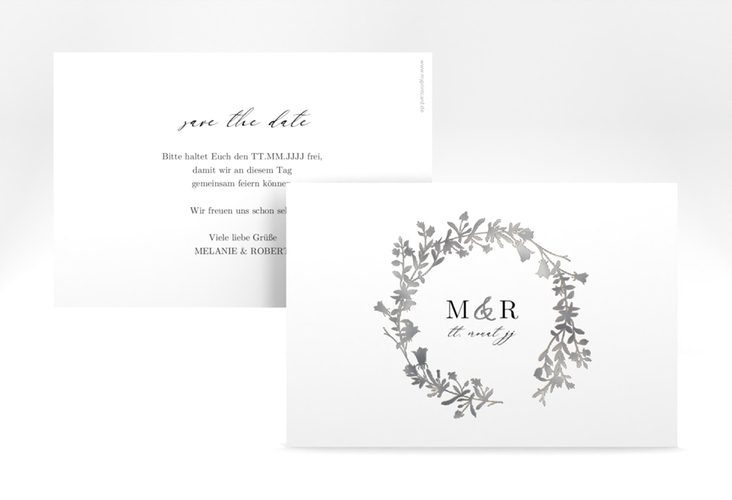 Save the Date-Karte Filigree A6 Karte quer silber