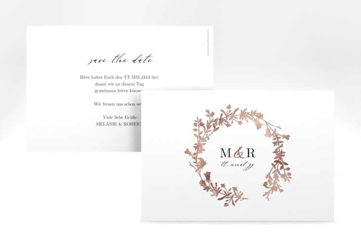 Save the Date-Karte Filigree A6 Karte quer rosegold