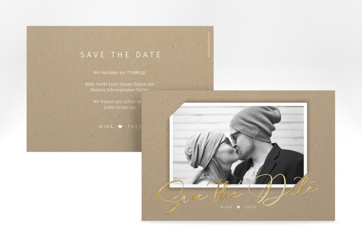 Save the Date-Karte Crafty A6 Karte quer gold