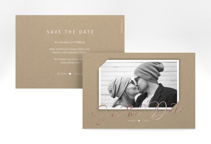 Save the Date-Karte Crafty A6 Karte quer rosegold