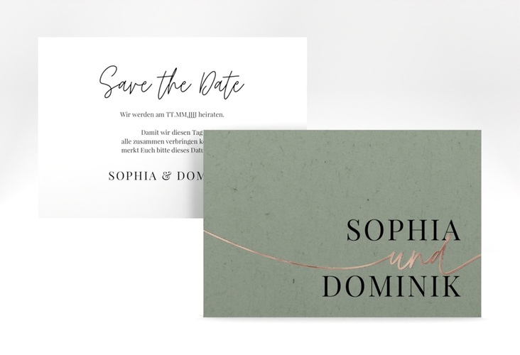 Save the Date-Karte Easy A6 Karte quer rosegold im modernen minimalistischen Design