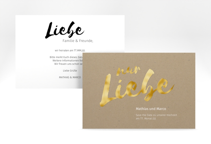 Save the Date-Karte Message A6 Karte quer gold