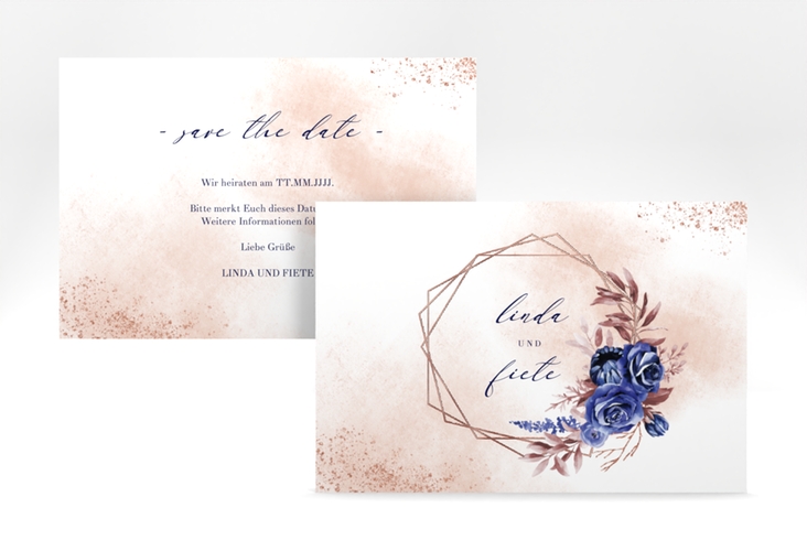 Save the Date-Karte Saphir A6 Karte quer rosegold