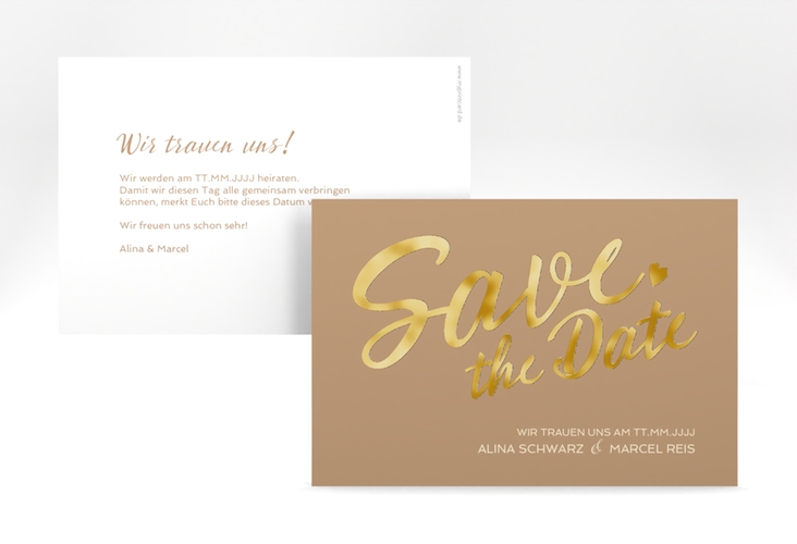 Save the Date-Karte Glam A6 Karte quer gold