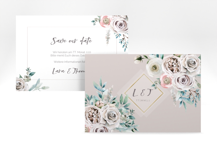 Save the Date-Karte Romance A6 Karte quer gold