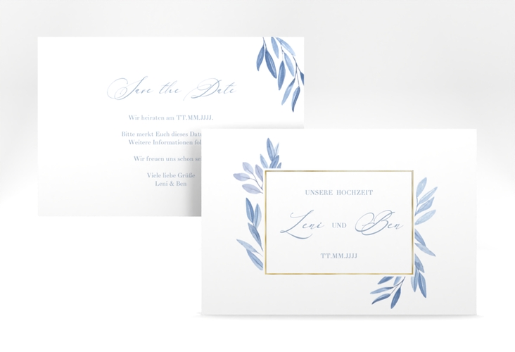 Save the Date-Karte Classicblue A6 Karte quer gold