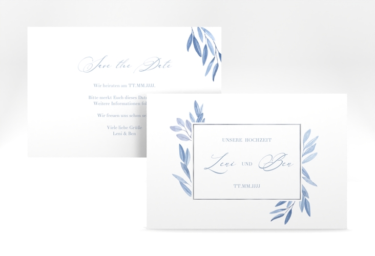 Save the Date-Karte Classicblue A6 Karte quer silber