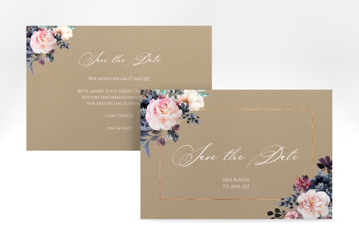 Save the Date-Karte Abendlicht A6 Karte quer rosegold