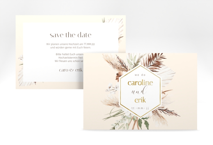 Save the Date-Karte Bohemian A6 Karte quer gold