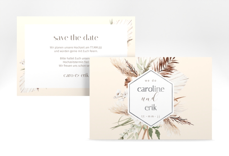 Save the Date-Karte Bohemian A6 Karte quer silber