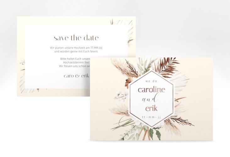 Save the Date-Karte Bohemian A6 Karte quer rosegold