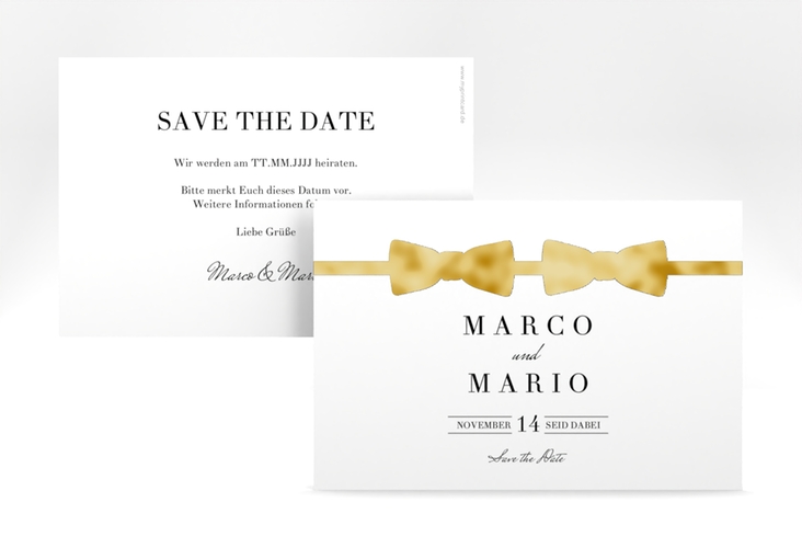 Save the Date-Karte Suits A6 Karte quer gold