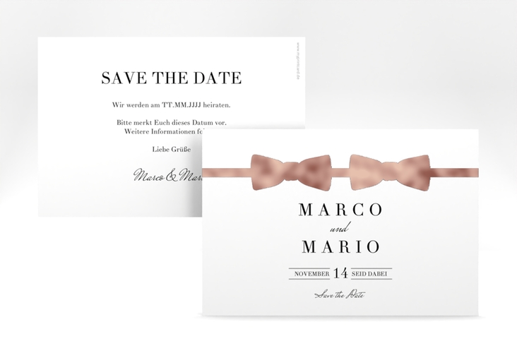 Save the Date-Karte Suits A6 Karte quer rosegold