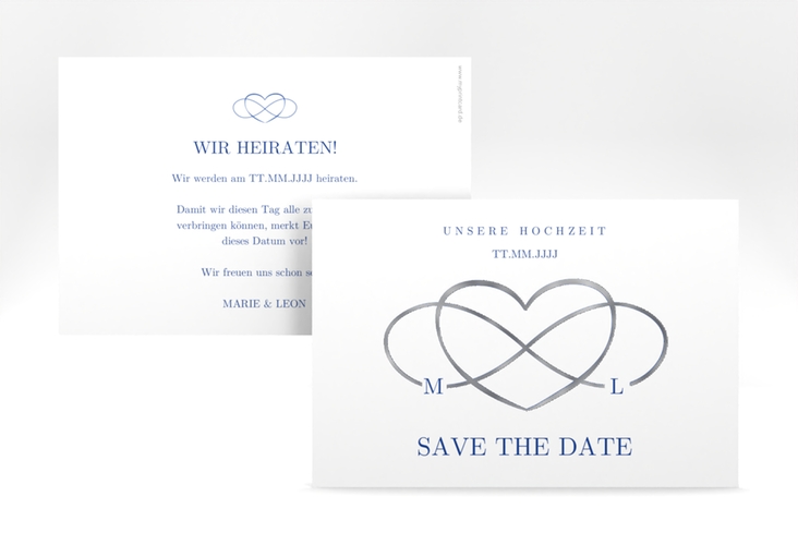 Save the Date-Karte Infinity A6 Karte quer silber