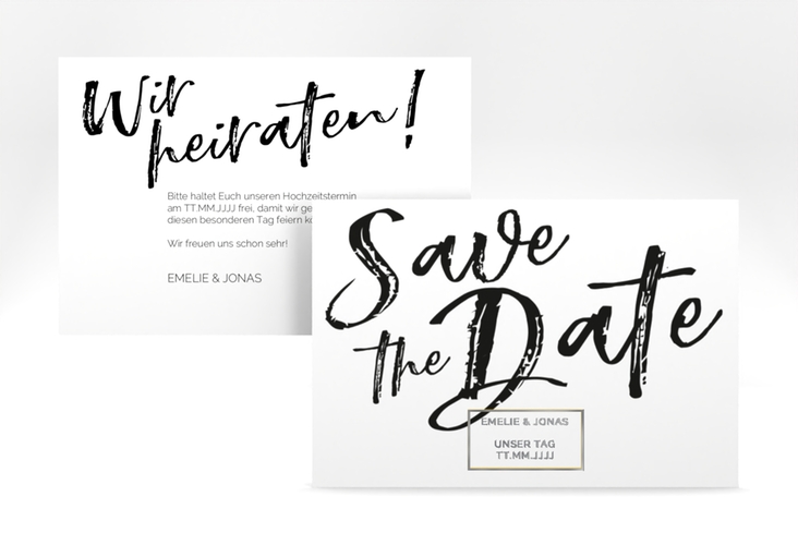 Save the Date-Karte Words A6 Karte quer silber