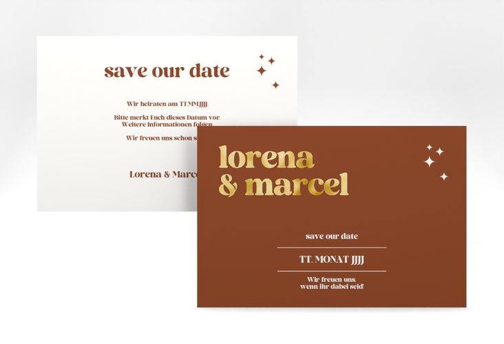 Save the Date-Karte Retro A6 Karte quer gold