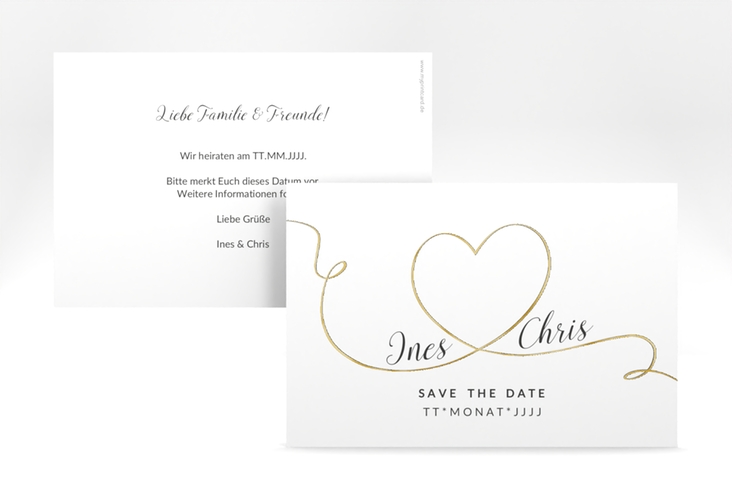 Save the Date-Karte Hochzeit Dolce A6 Karte quer gold