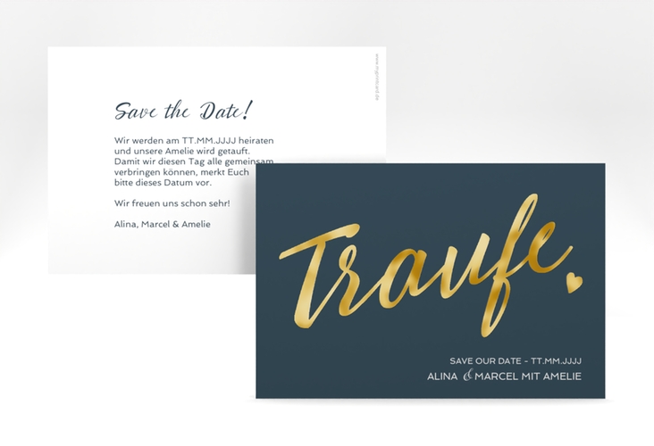 Save the Date-Karte Traufe A6 Karte quer gold