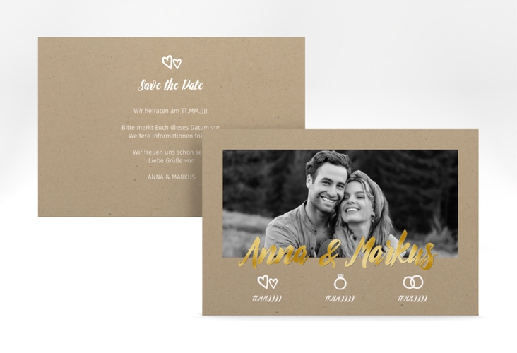 Save the Date-Karte Icons A6 Karte quer gold