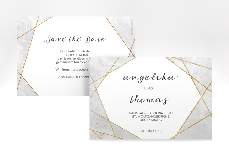 Save the Date-Karte Asymmetry A6 Karte quer gold