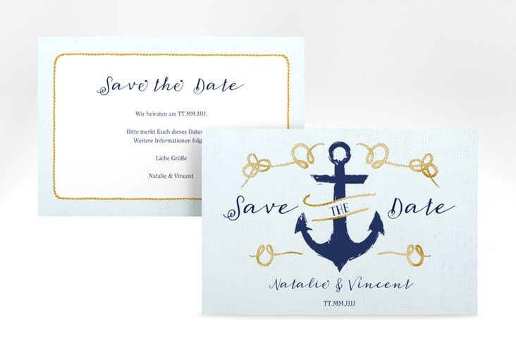 Save the Date-Karte Anker A6 Karte quer gold