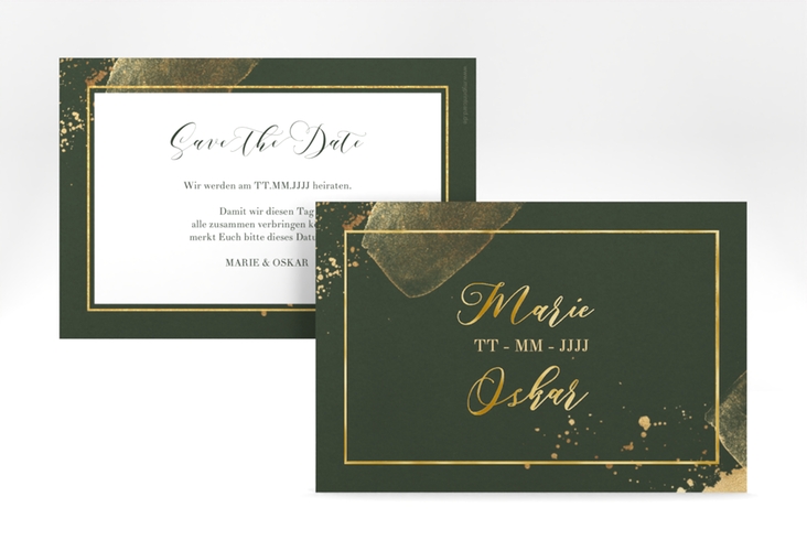 Save the Date-Karte Emerald A6 Karte quer gold