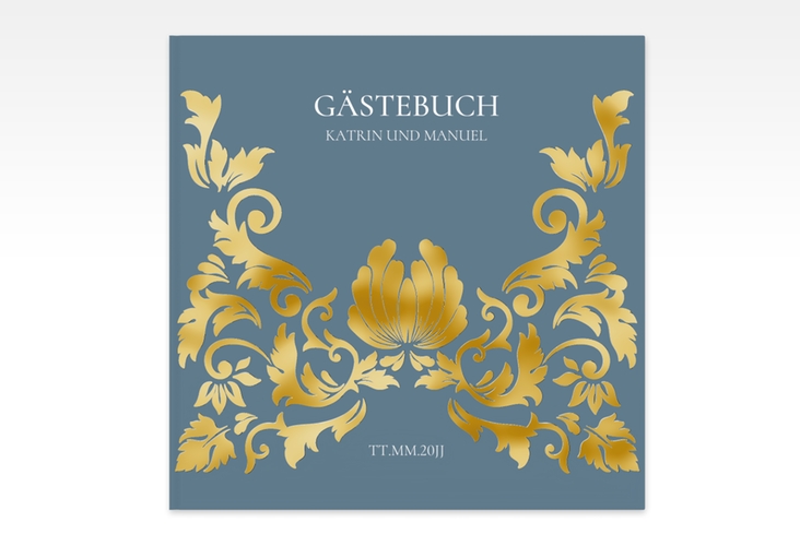 Gästebuch Creation Hochzeit Royal 20 x 20 cm, Hardcover gold mit barockem Blumen-Ornament