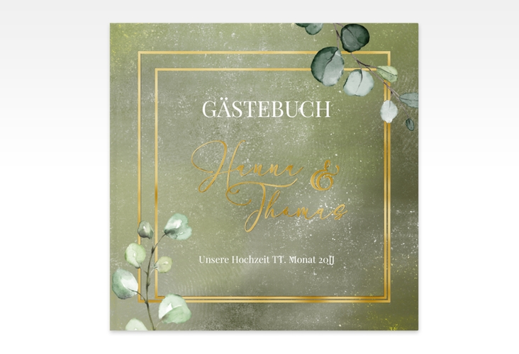 Gästebuch Creation Hochzeit Jade 20 x 20 cm, Hardcover gold