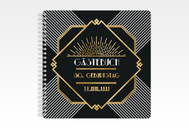 Gästebuch Geburtstag Glamour Ringbindung gold im Jugendstil-Design