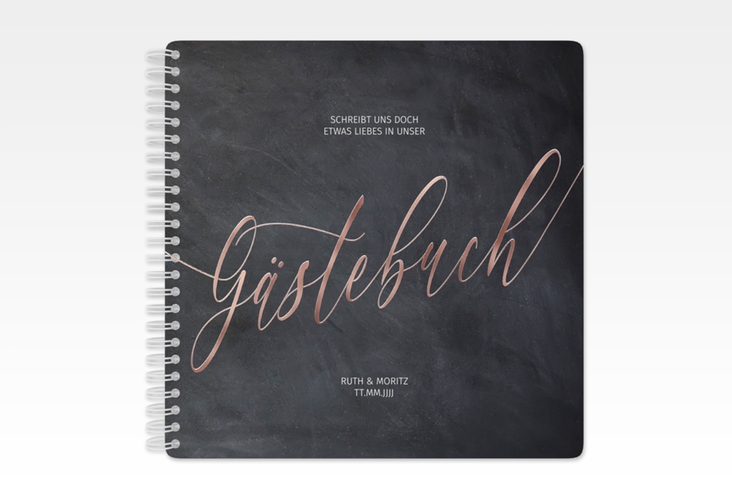 Gästebuch Hochzeit Chalkboard Ringbindung rosegold