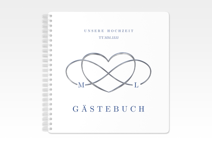 Gästebuch Hochzeit Infinity Ringbindung silber