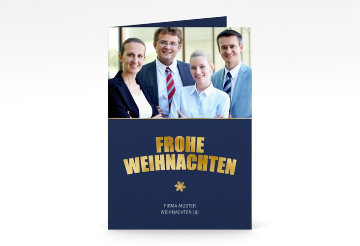 Business-Weihnachtskarte Weihnachtsfunkeln A6 Klappkarte hoch gold