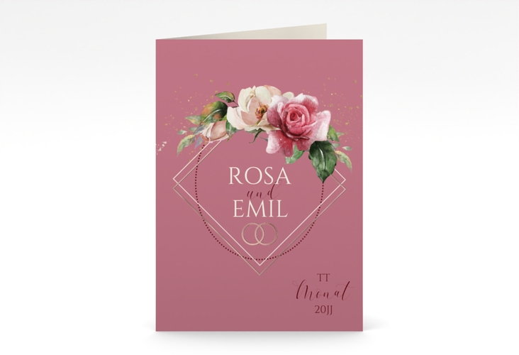 Einladungskarte Hochzeit Rosenbogen A6 Klappkarte hoch rosegold