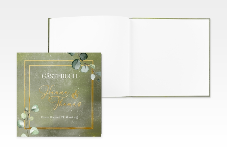 Gästebuch Creation Hochzeit Jade 20 x 20 cm, Hardcover gold