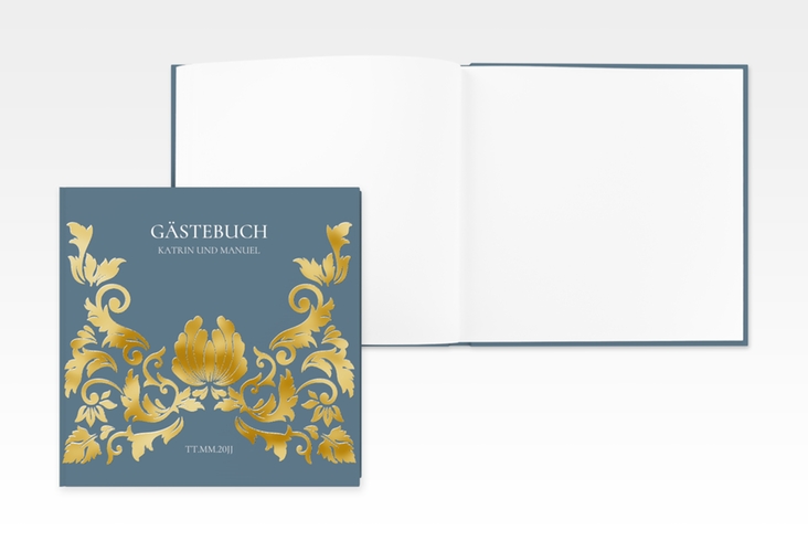 Gästebuch Creation Hochzeit Royal 20 x 20 cm, Hardcover gold mit barockem Blumen-Ornament