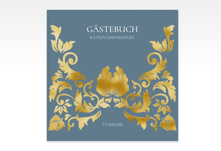 Gästebuch Creation Hochzeit Royal 20 x 20 cm, Hardcover gold mit barockem Blumen-Ornament