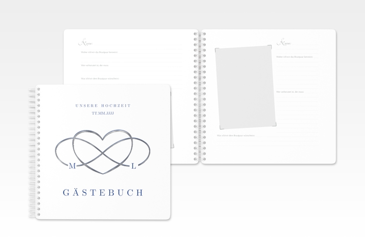 Gästebuch Hochzeit Infinity Ringbindung silber