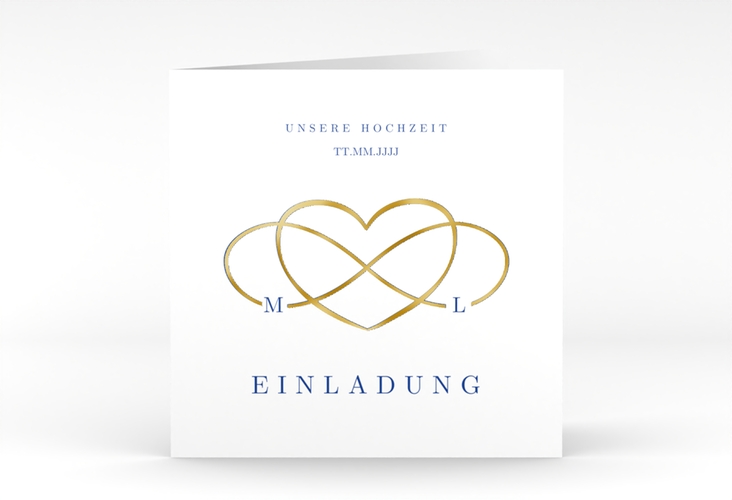 Hochzeitseinladung Infinity quadr. Klappkarte gold