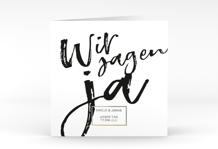 Hochzeitseinladung Words quadr. Klappkarte silber modern mit Brush-Schrift