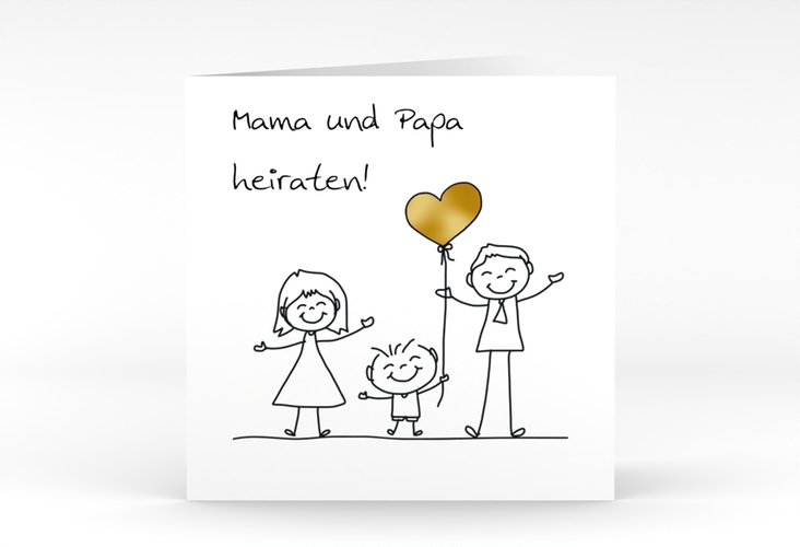 Hochzeitseinladung Family quadr. Klappkarte gold