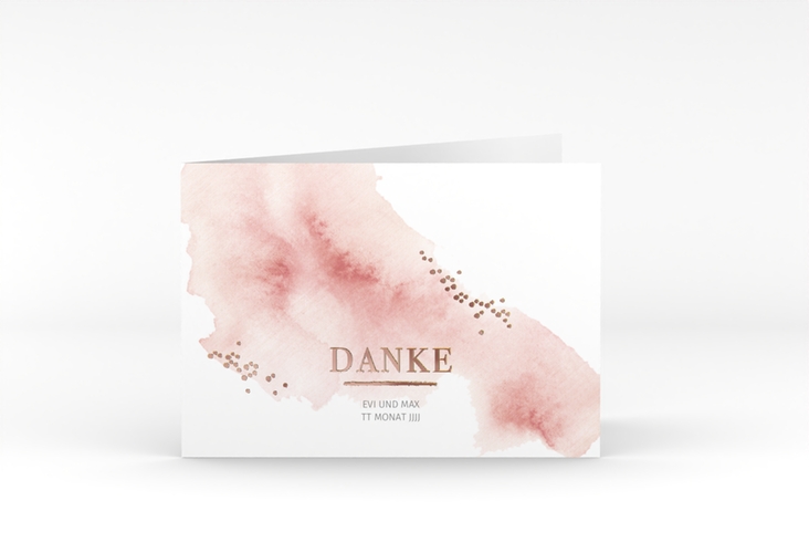 Danksagungskarte Hochzeit Pastell A6 Klappkarte quer rosegold