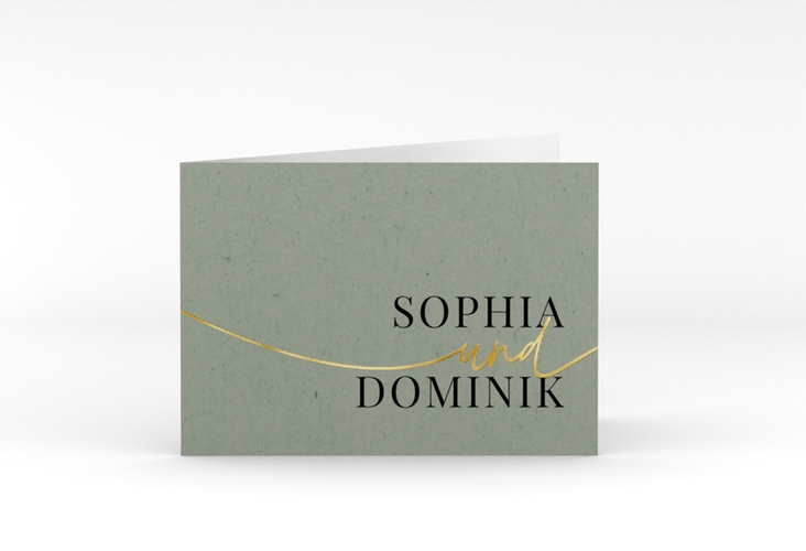 Danksagungskarte Hochzeit Easy A6 Klappkarte quer gold im modernen minimalistischen Design