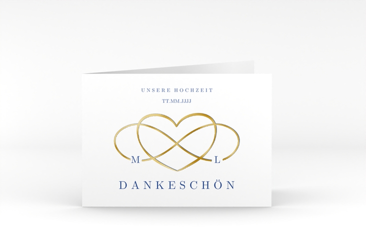 Danksagungskarte Hochzeit Infinity A6 Klappkarte quer gold