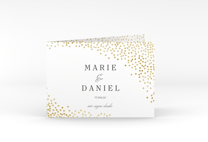 Danksagungskarte Hochzeit Glitter A6 Klappkarte quer gold