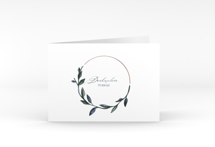 Danksagungskarte Hochzeit Botanica A6 Klappkarte quer rosegold