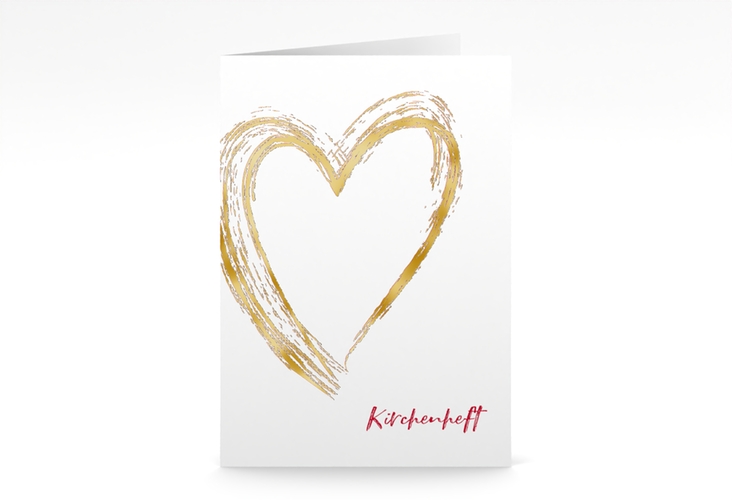 Kirchenheft Hochzeit Liebe A5 Klappkarte hoch rot gold