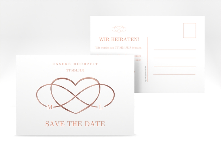 Save the Date-Postkarte Infinity A6 Postkarte apricot rosegold