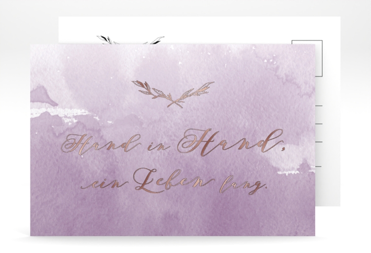 Save the Date-Postkarte Divine A6 Postkarte flieder rosegold