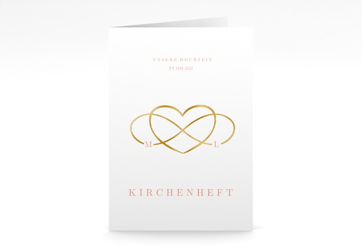 Kirchenheft Hochzeit Infinity A5 Klappkarte hoch apricot gold